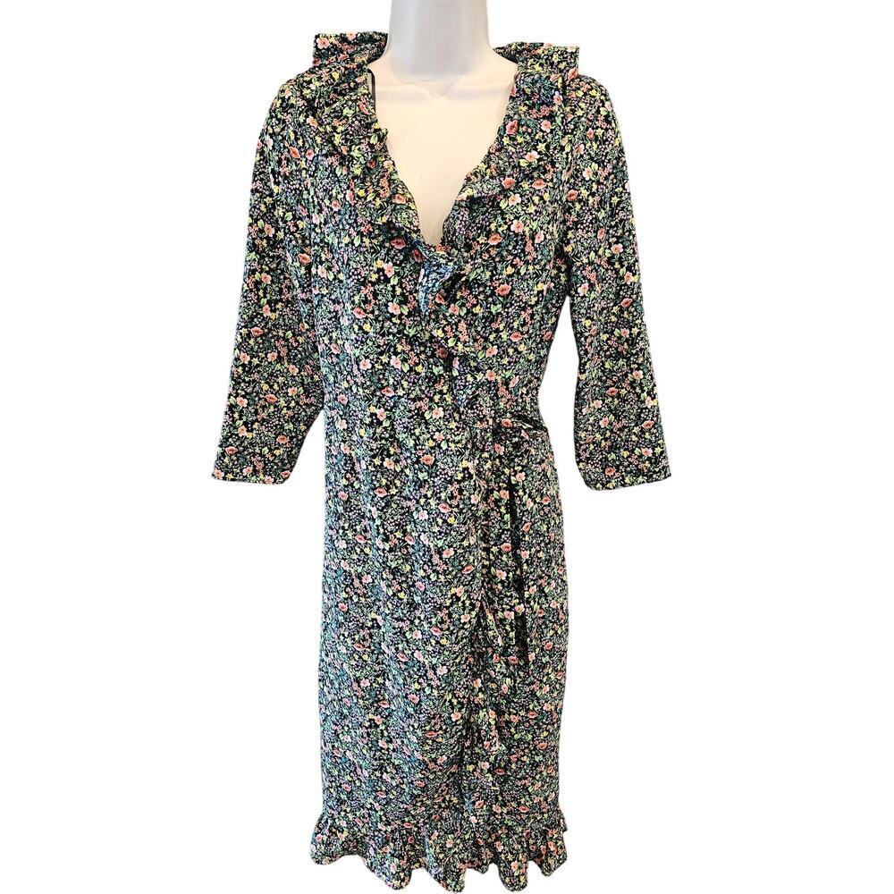 NWT wrap dress TopShop sz 10 colorful floral cottagecore coquette L whimiscal